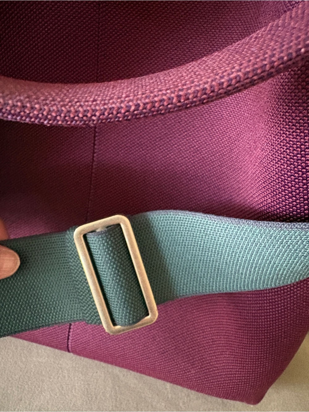 Rothy’s Bucket Shoulder Bag in Plum with Green Strap - like new - Picture 5 of 9